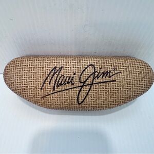 Maui Jim Woven Tan Sunglasses Case with Black Logo